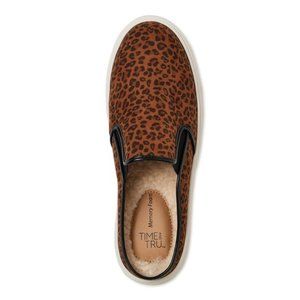 Time & Tru Casual Cheetah Print Memory Foam Insole Slip On Sneaker Mule SZ 8 NWT